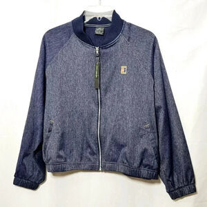 Nike Womens Dri-Fit Loose Fit Stretchy Zippered Denim-look Jacket XL